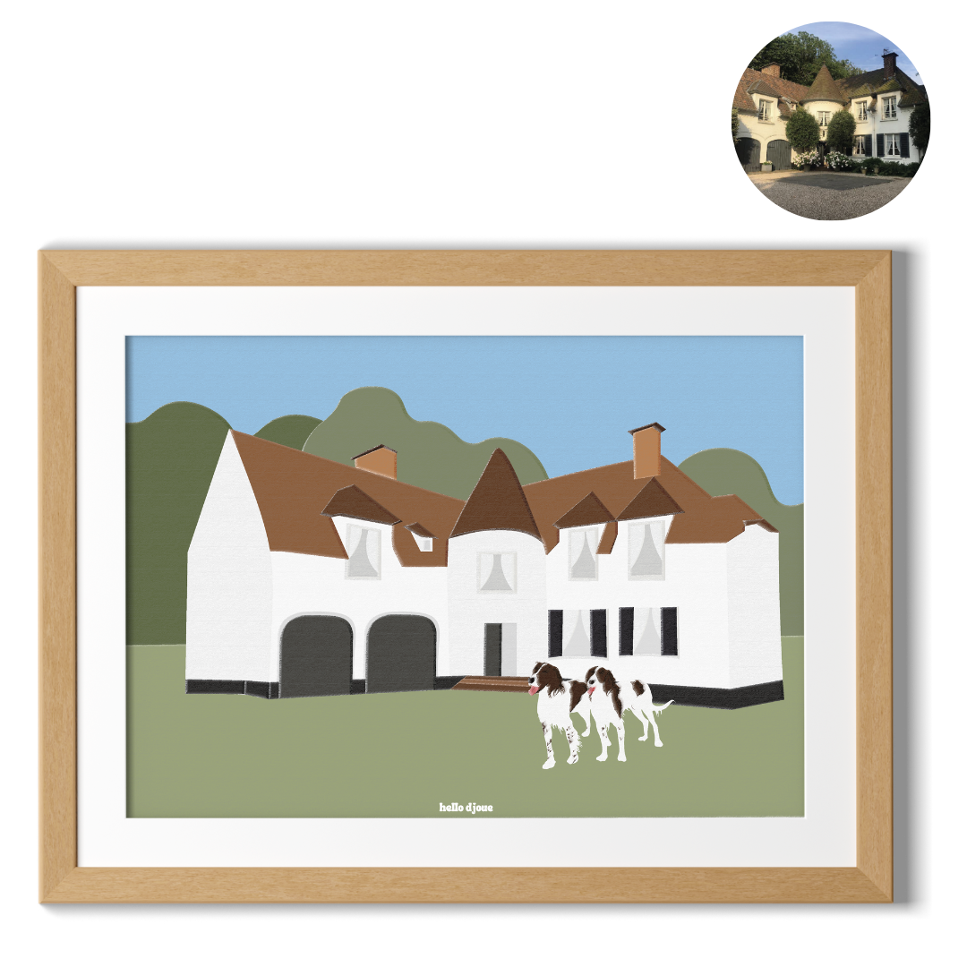 Affiche illustration maison personnalisée