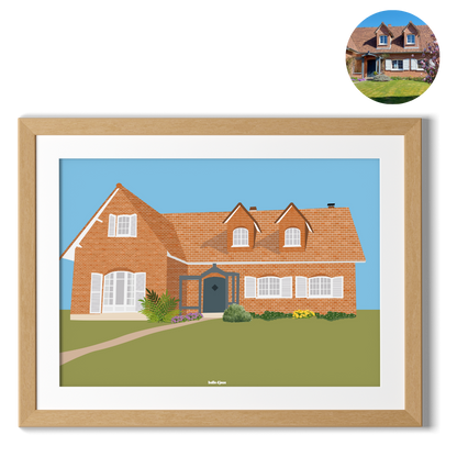 Affiche illustration maison personnalisée
