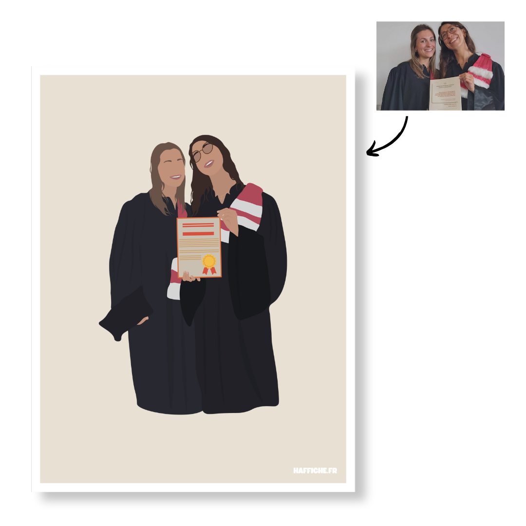 Affiche Illustration Personnalisée IMPRIMÉE (A3, A4, A5) - Fond Uni ou Détaillé