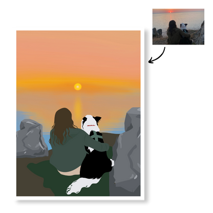 Affiche Illustration Personnalisée IMPRIMÉE (A3, A4, A5) - Fond Uni ou Détaillé