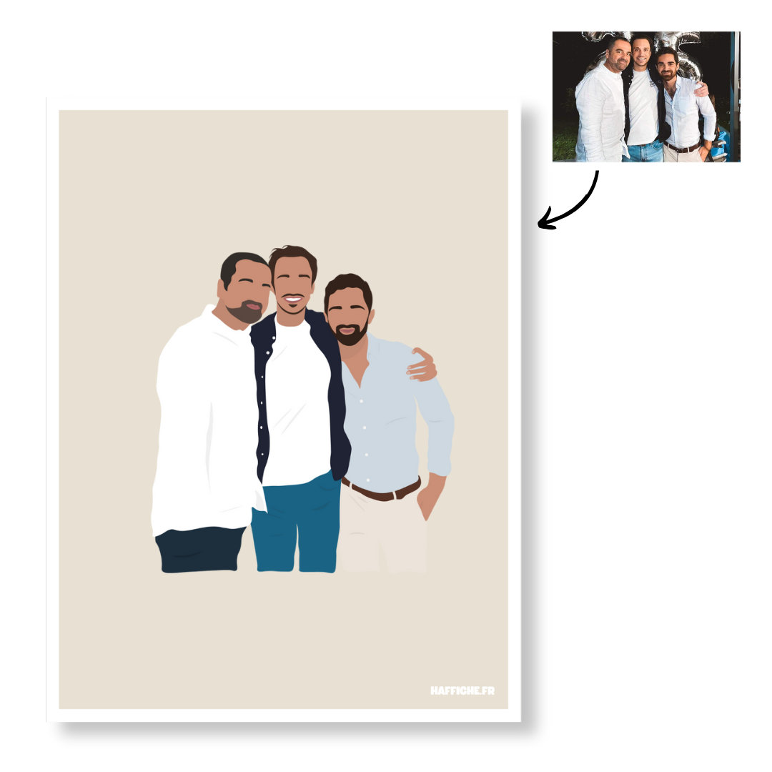 Affiche Illustration Personnalisée IMPRIMÉE (A3, A4, A5) - Fond Uni ou Détaillé