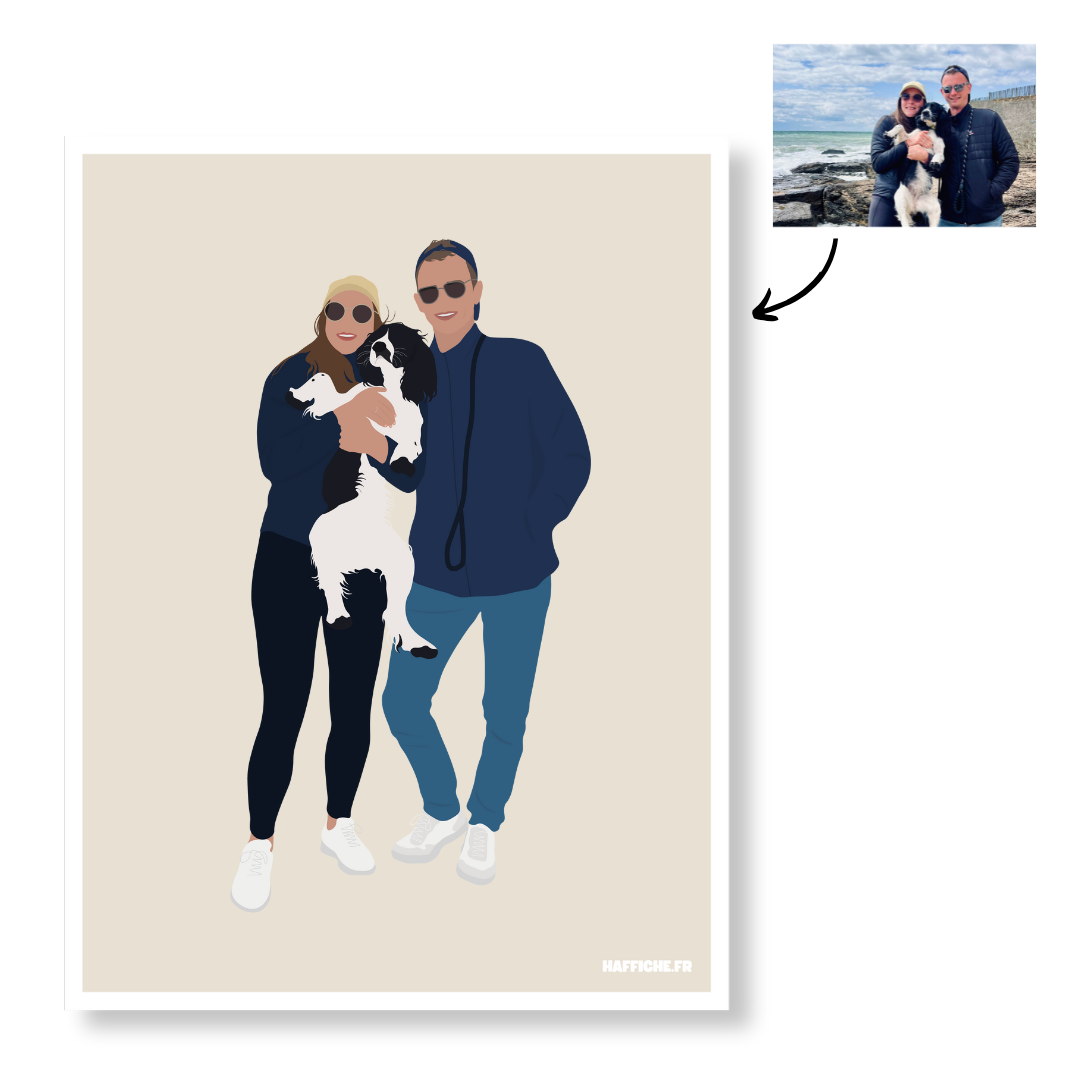 Affiche Illustration Personnalisée IMPRIMÉE (A3, A4, A5) - Fond Uni ou Détaillé