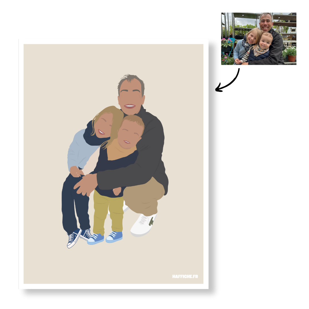 Affiche Illustration Personnalisée IMPRIMÉE (A3, A4, A5) - Fond Uni ou Détaillé