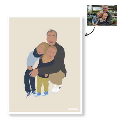 Affiche Illustration Personnalisée IMPRIMÉE (A3, A4, A5) - Fond Uni ou Détaillé