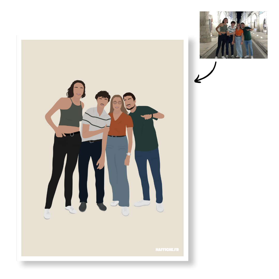 Affiche Illustration Personnalisée IMPRIMÉE (A3, A4, A5) - Fond Uni ou Détaillé