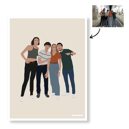 Affiche Illustration Personnalisée IMPRIMÉE (A3, A4, A5) - Fond Uni ou Détaillé