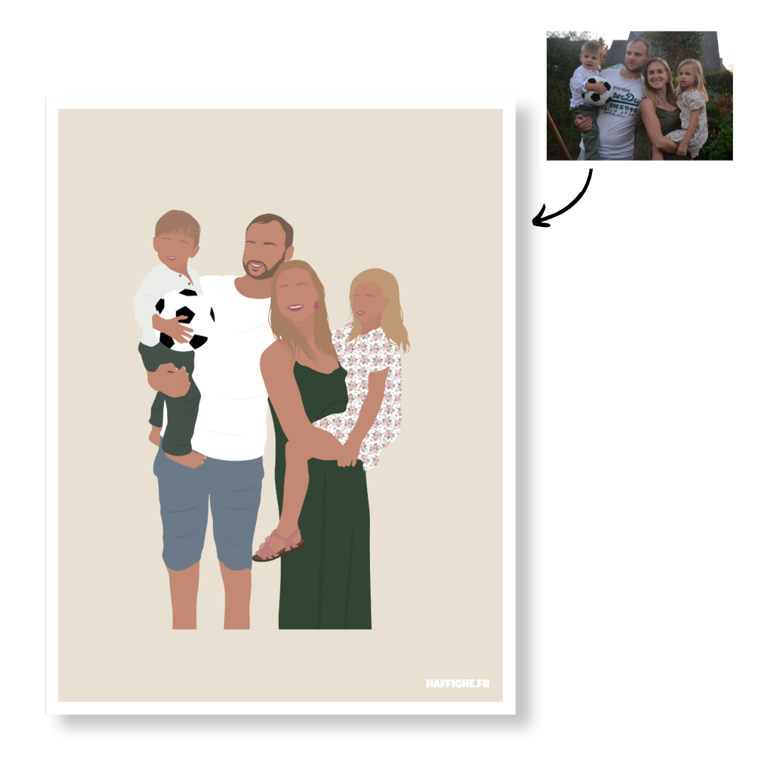 Affiche Illustration Personnalisée IMPRIMÉE (A3, A4, A5) - Fond Uni ou Détaillé