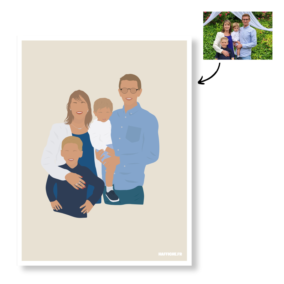 Affiche Illustration Personnalisée IMPRIMÉE (A3, A4, A5) - Fond Uni ou Détaillé