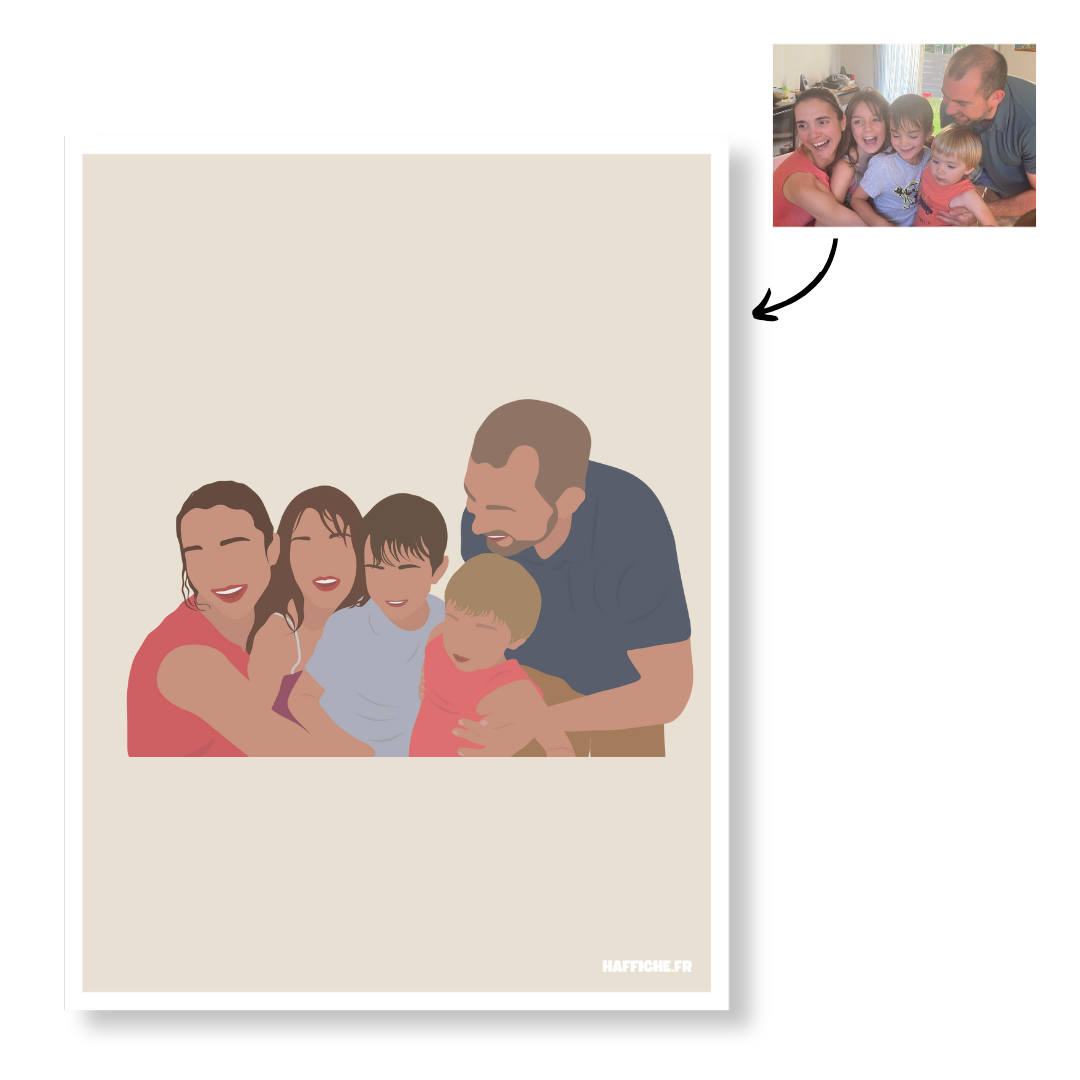 Affiche Illustration Personnalisée IMPRIMÉE (A3, A4, A5) - Fond Uni ou Détaillé