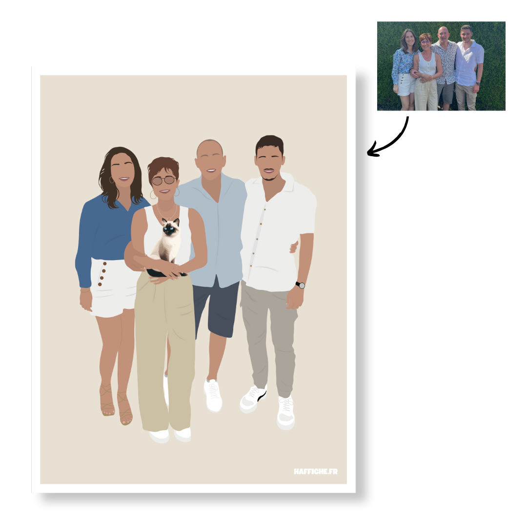 Affiche Illustration Personnalisée IMPRIMÉE (A3, A4, A5) - Fond Uni ou Détaillé