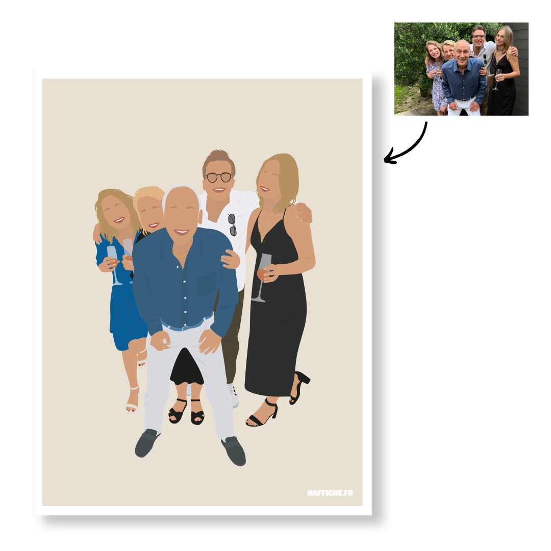 Affiche Illustration Personnalisée IMPRIMÉE (A3, A4, A5) - Fond Uni ou Détaillé