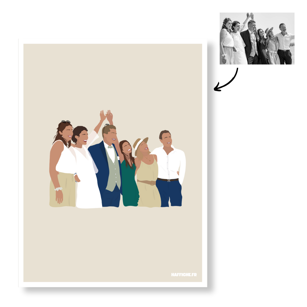 Affiche Illustration Personnalisée IMPRIMÉE (A3, A4, A5) - Fond Uni ou Détaillé