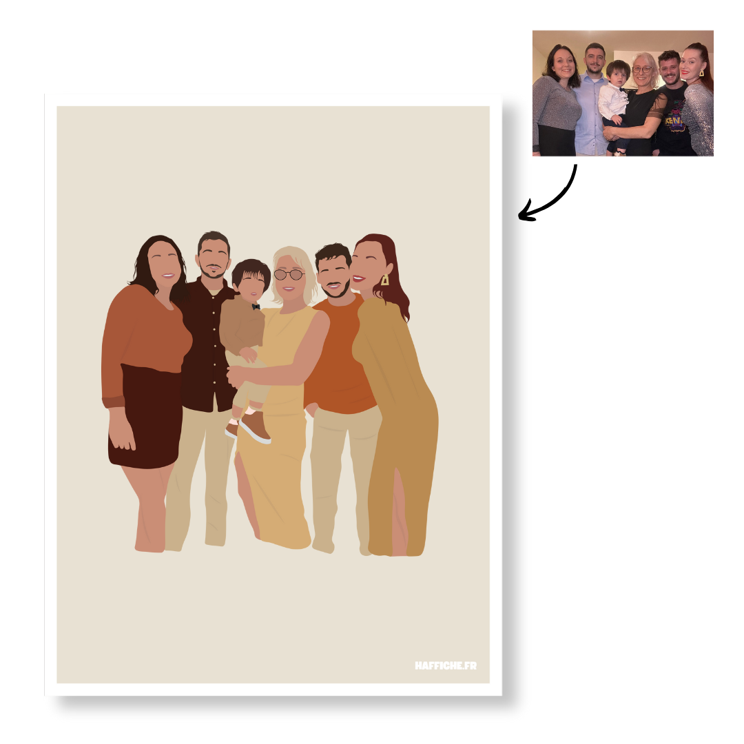 Affiche Illustration Personnalisée IMPRIMÉE (A3, A4, A5) - Fond Uni ou Détaillé