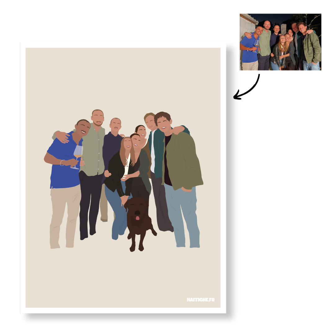 Affiche Illustration Personnalisée IMPRIMÉE (A3, A4, A5) - Fond Uni ou Détaillé