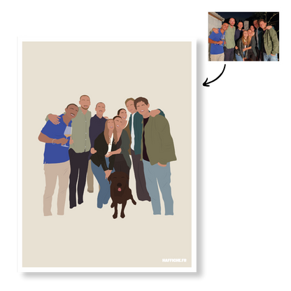 Affiche Illustration Personnalisée IMPRIMÉE (A3, A4, A5) - Fond Uni ou Détaillé