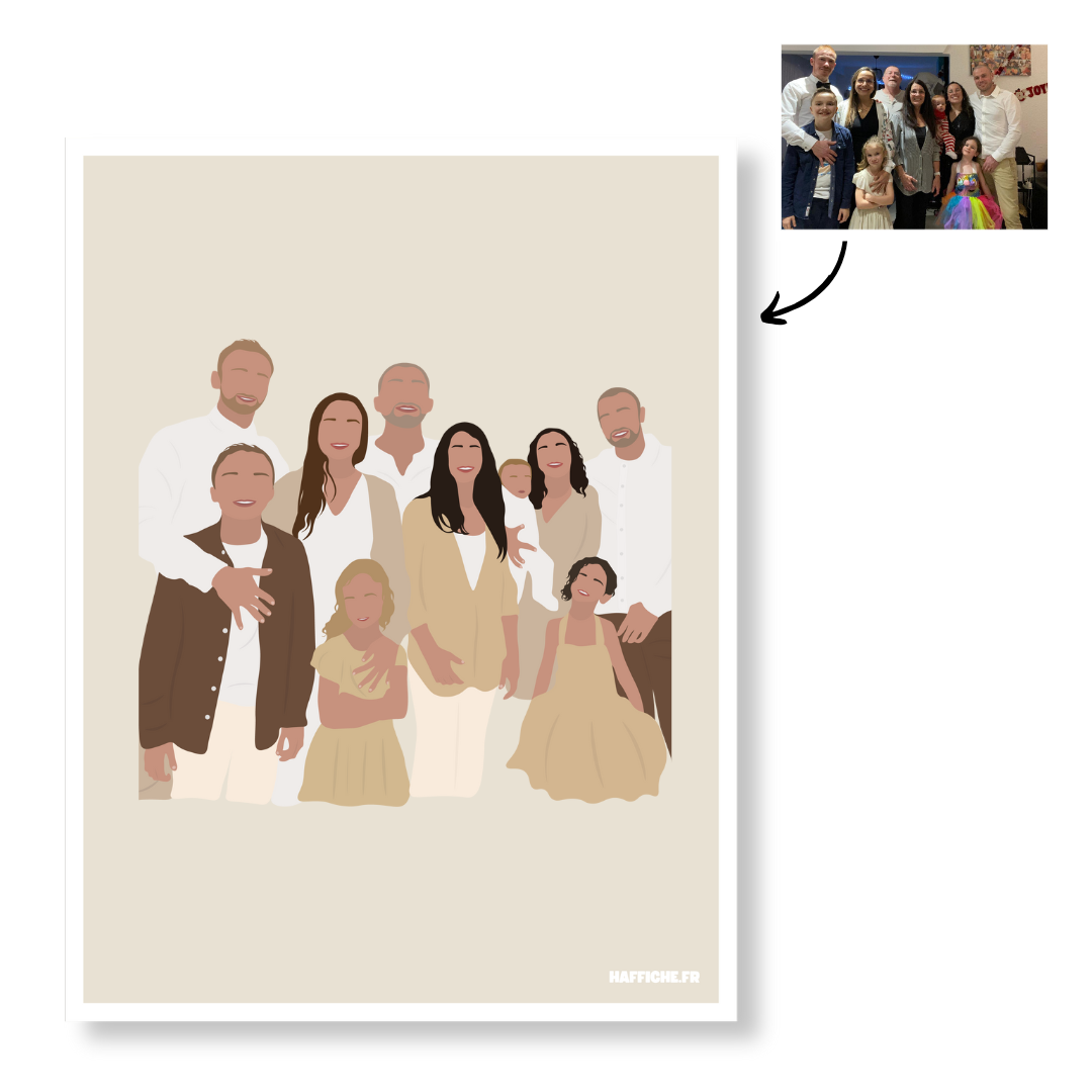 Affiche Illustration Personnalisée IMPRIMÉE (A3, A4, A5) - Fond Uni ou Détaillé