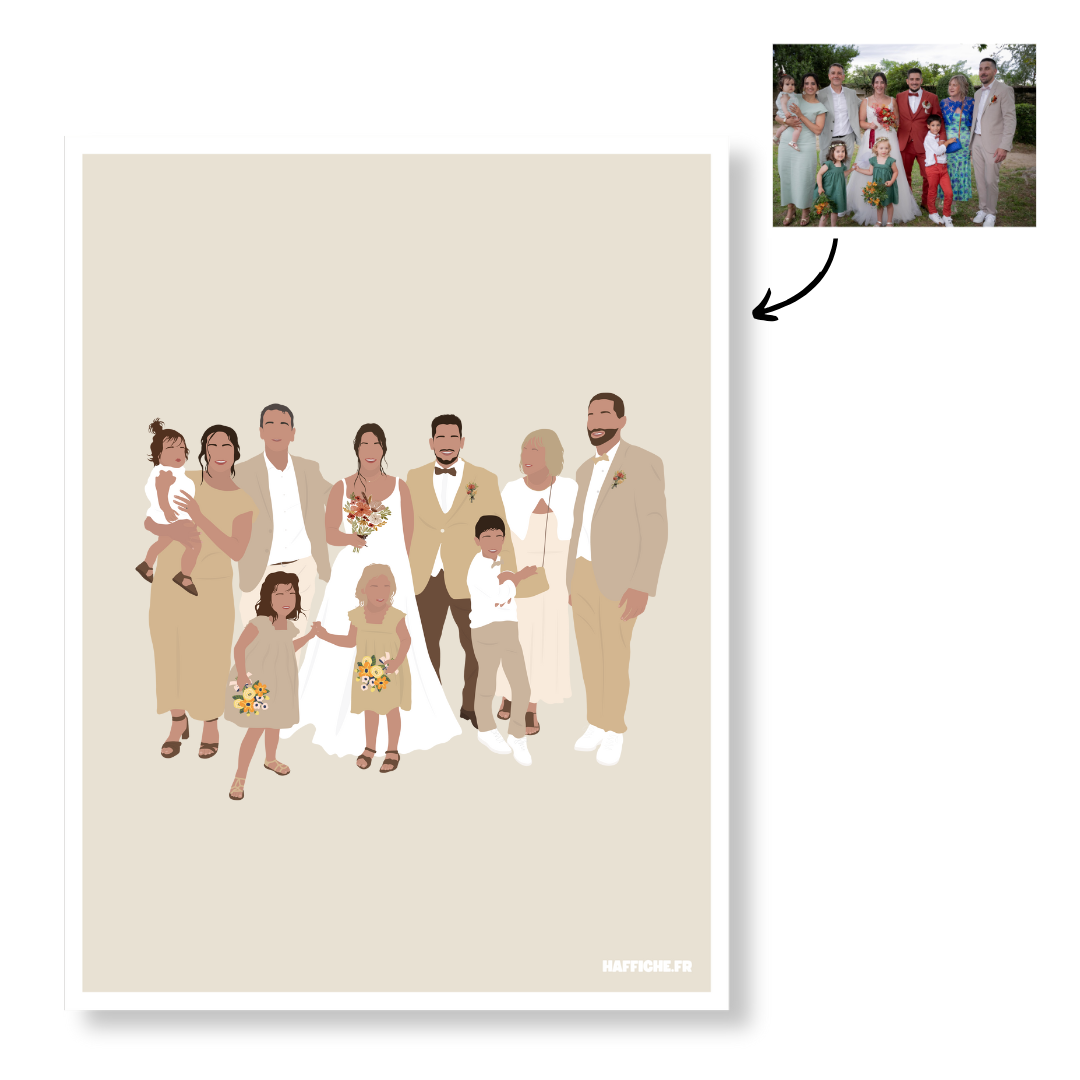 Affiche Illustration Personnalisée IMPRIMÉE (A3, A4, A5) - Fond Uni ou Détaillé